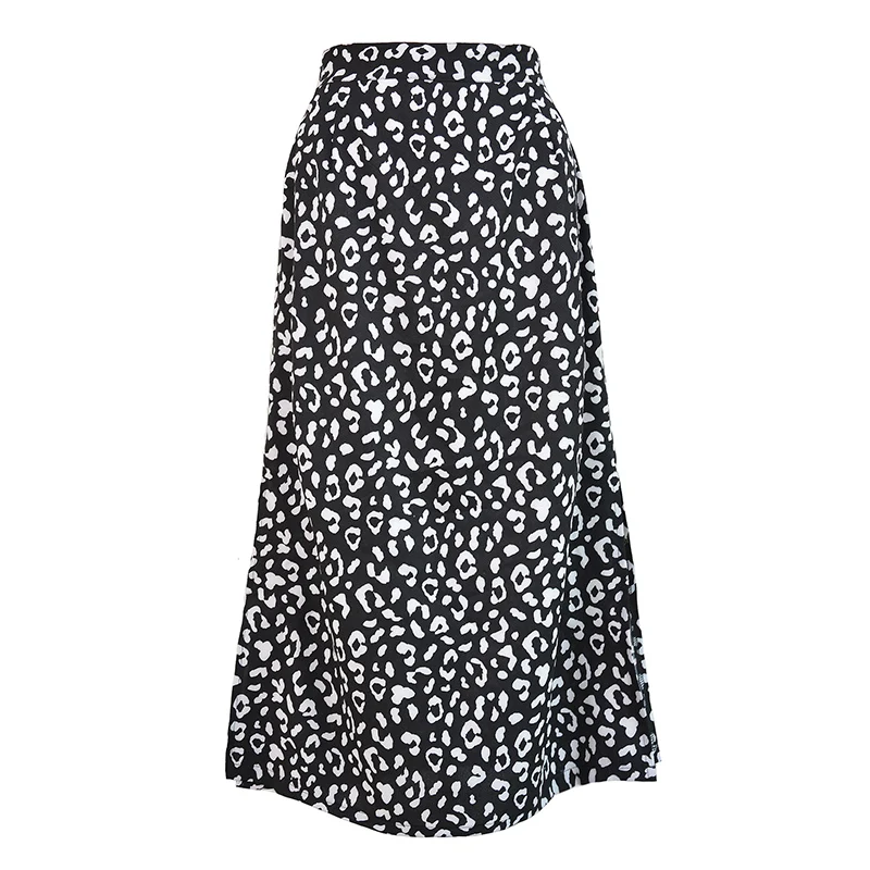 2020 spring and summer cross-border women's leopard print chiffon split skirt sexy zipper high waist | Женская одежда