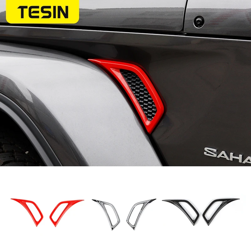 

TESIN Car Wheel Eyebrow Air Vent Outlet Decoration Trim Stickers for Jeep Wrangler JL 2018 2019 2020 2021 2022 Accessories