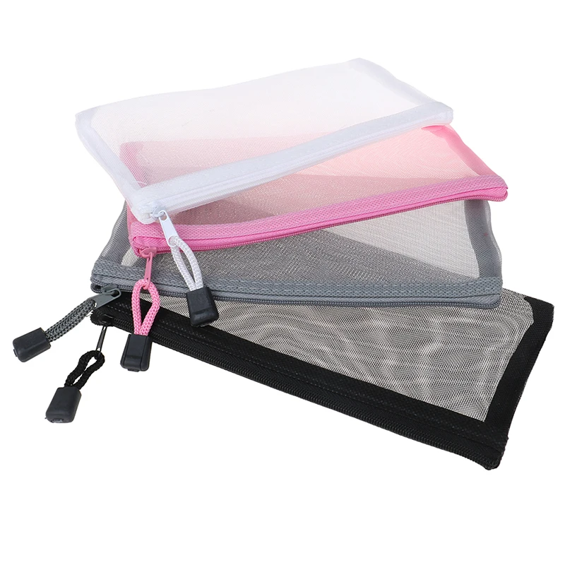 

Simple Transparent Mesh Pencil Case Office Student Pencil Cases For Kid Student Nylon Pen Bag School Stationery Supplies Gifts