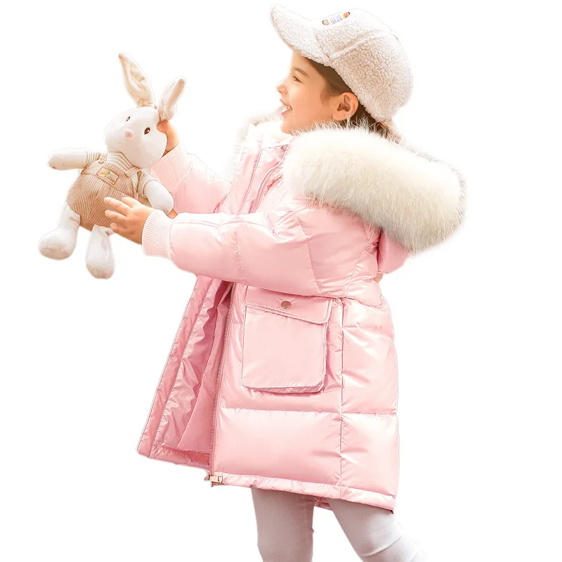 

6-12 years children clothing Shiny Down Jacket Coat Baby winter jacket white duck down jacket toddler girl winter clothes gift