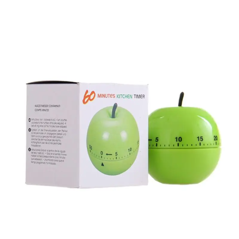 

Green Cute Fruit Shape Mechanical Kitchen Timer Loud 60 Minutes Time Interval Plastic Funny Multipurpose Household Item