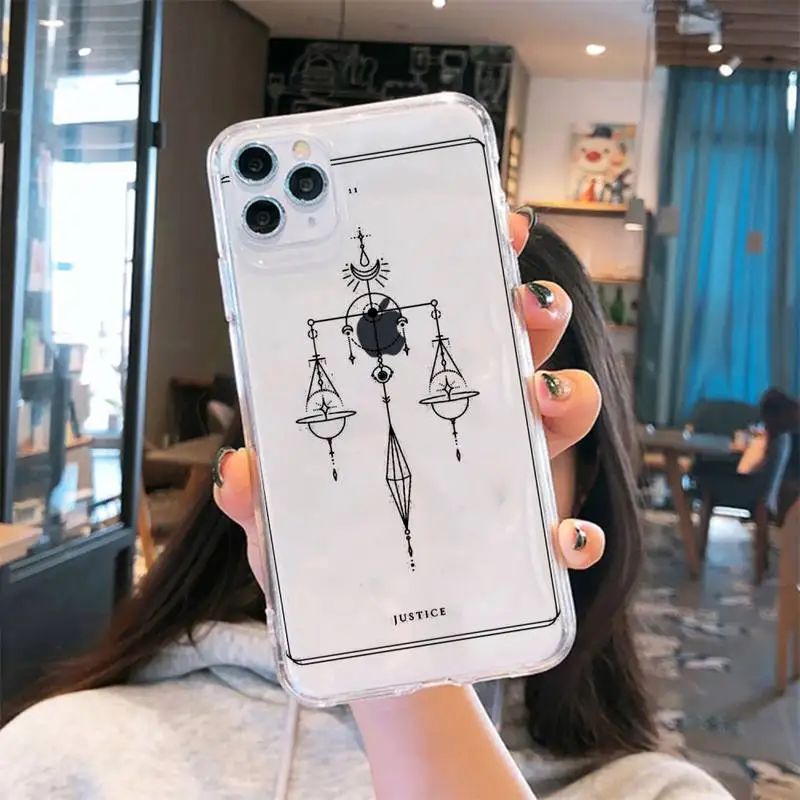 

design fashion Tarot Phone Case Transparent soft For iphone 5 6 7 8 11 12 s c se plus mini x xs xr pro max cover shell funda