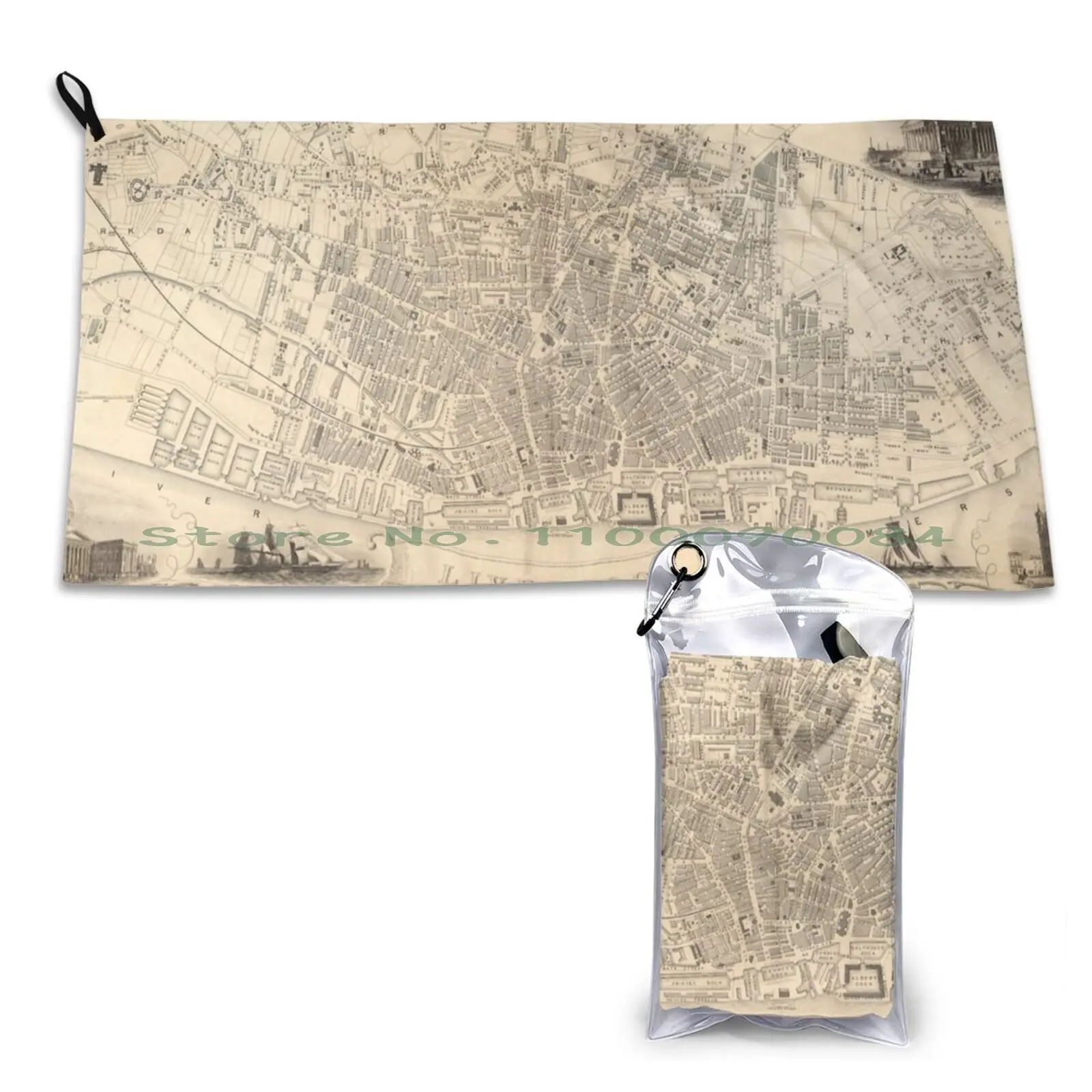 

Карта старой Англии (1851), винтажное быстросохнущее полотенце в стиле британского города и улицы, атлас, портативное полотенце для спортзала, ванны, утенка, милый забавный счастливый мем