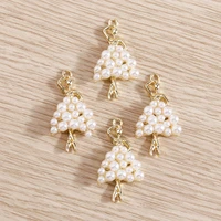 4pcs 1427mm lovely dance girl charms connector for making necklace drop earrings imitation pearl pendants handmade jewelry gift