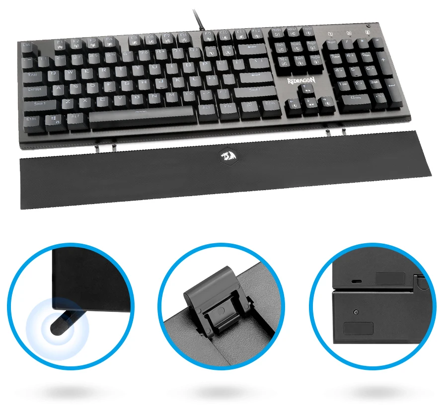 Redragon K569 Rgb алюминиевая USB Механическая игровая клавиатура синий переключатель со светодиодной подсветкой 104 ключ анти-ореолы проводной ПК компьютер геймер