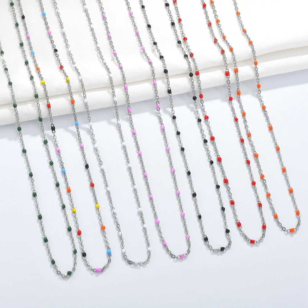 Женское Ожерелье из нержавеющей стали с геометрическими бусинами|Цепочки| |