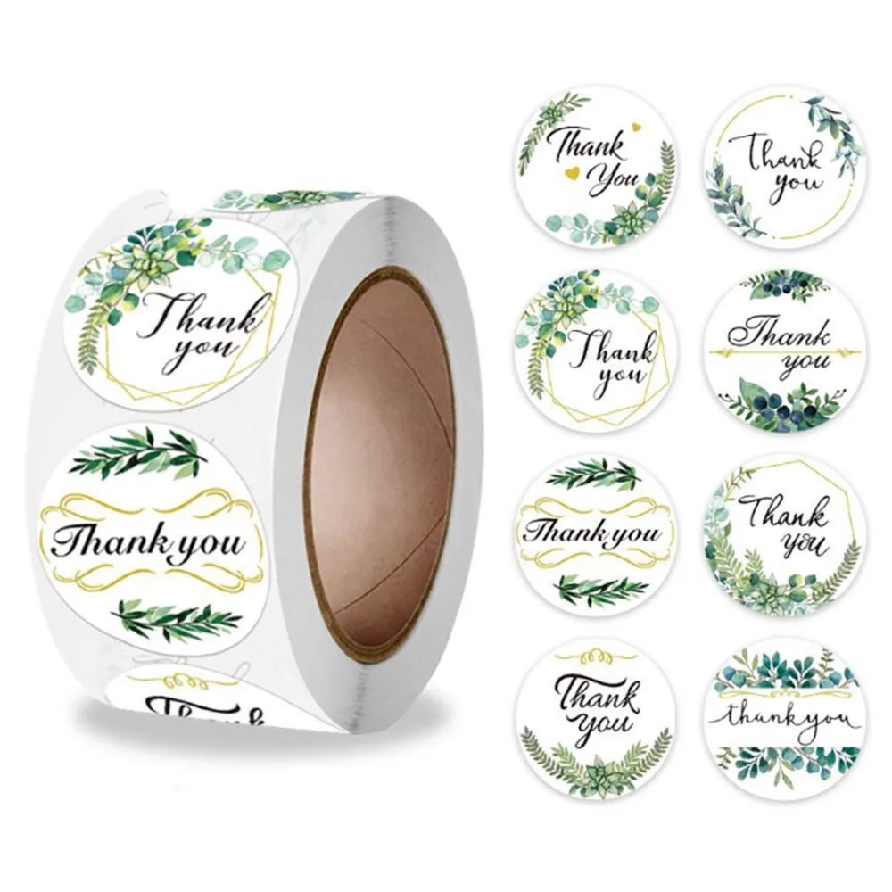 

100-1000pcs Thank You Stickers 1Inch Flower Packaging Sealing Stickers For Wedding Stationary Gift Box Scrapbooking Decoration