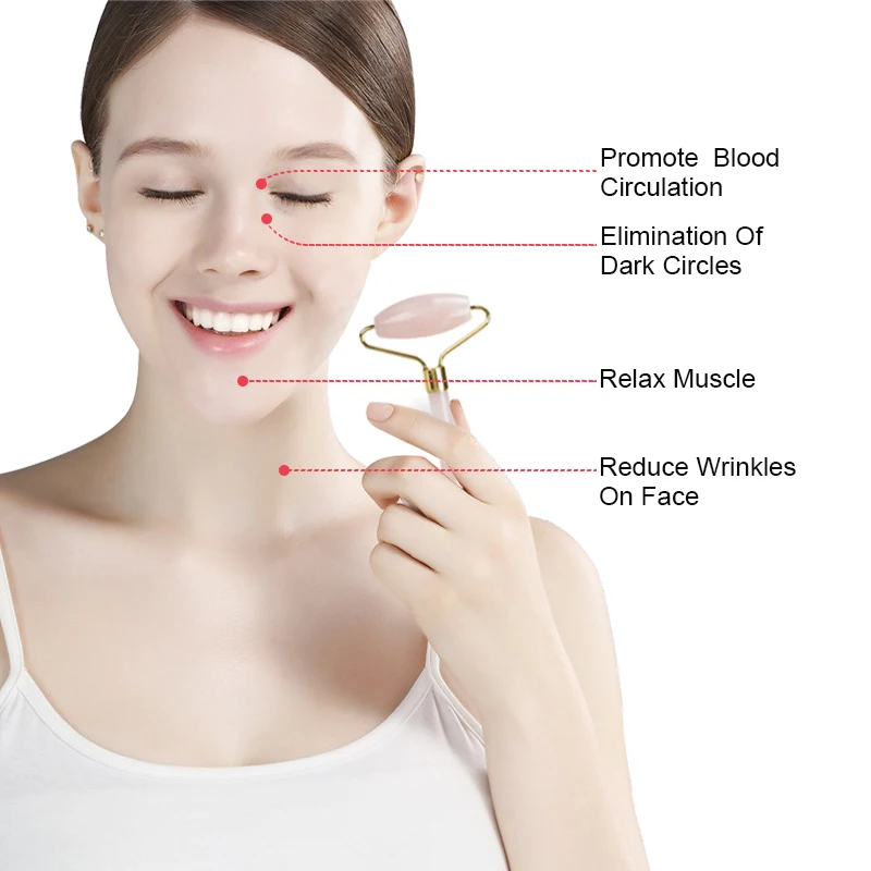 1 шт. 2 головки Нефритовый роликовый массажер для лица тонкий гладкий кварцевый