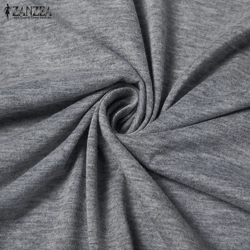 Женская блузка ZANZEA, модная, 3/4 рукав, с разрезом, длинная рубашка, Vestido, повседневная, свободная, пончо, топы, туника, Femme Robe, одноцветная, Blusas