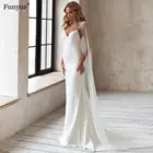 Белое свадебное платье без рукавов с V-образным вырезом, очаровательное атласное платье невесты с открытой спиной, платье Русалка на бретельках 2021