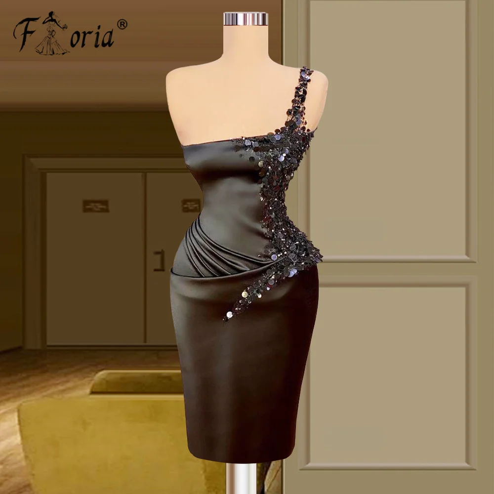 

Шикарное черное атласное платье до колен, изящные вечерние платья-русалки для выпускного вечера, платье для праздника, платье, коктейльные ...