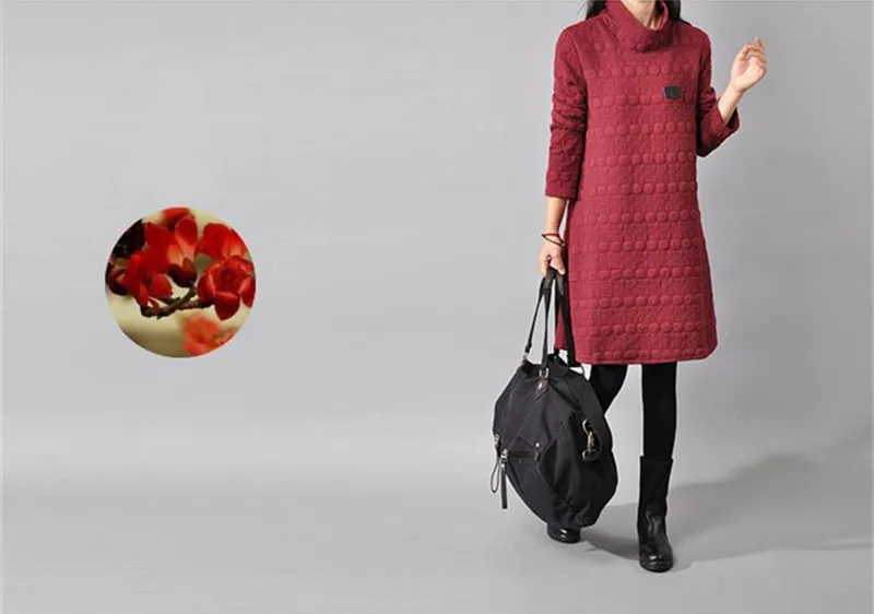 Женское Хлопковое платье свободного покроя с высоким воротником | Женская одежда