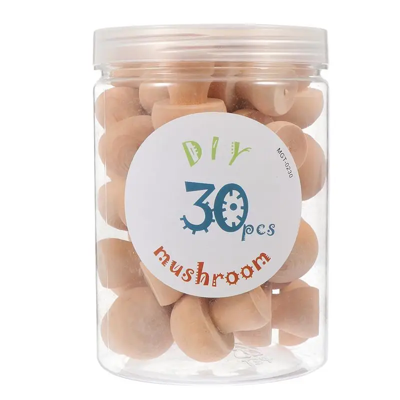 

30/50/60Pcs DIY Wooden Mushroom Pegs Unfinished Shape Painting Toy DIY Painting Graffiti Mushroom Set Home Micro Landscape Decor