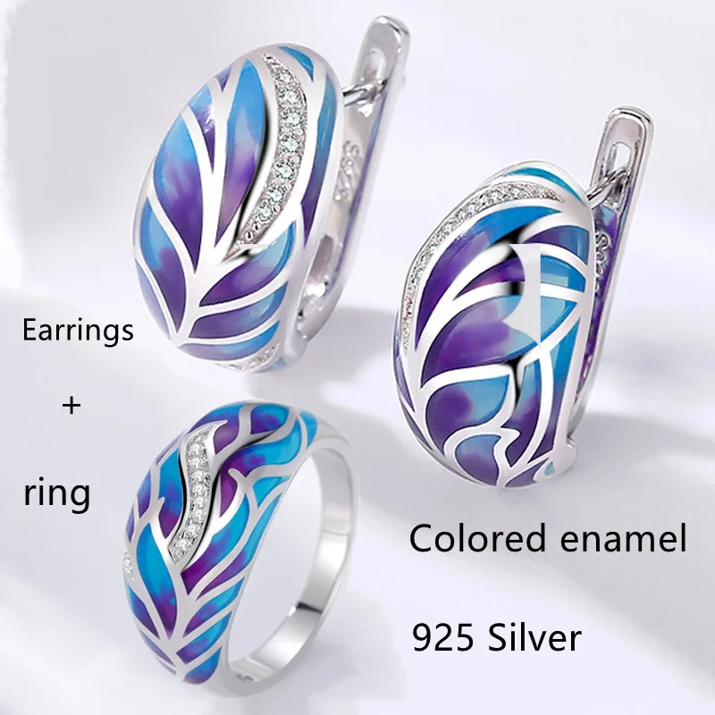 

Qilimigu1pc / 2pcs / 3pcs Luxury Women's Fashion Jewelry Set 925 Silver Natural Diamond Earrings Ring Color Earrings Jewelry