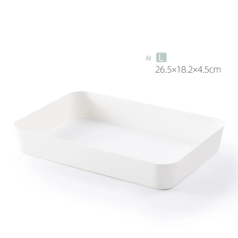 large white BNBS пластиковый поднос для сервировки столовых приборов, органайзер для хранения столовых приборов, поднос для доуеров, Кухонные цифровые аксессуары, ящик для косметики - Цвет: large white