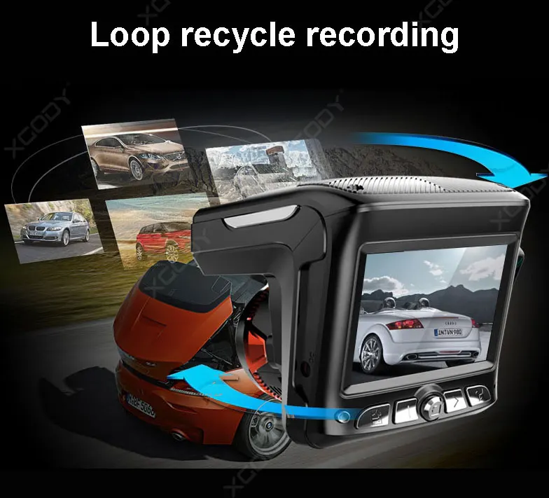 XGODY 2 в 1 HD Автомобильный видеорегистратор радар 2,4 ''HD экран дисплея ABS корпус детектор скорости автомобиль камера для приборной панели видеокамера рекордер