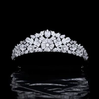 bridal zircon wedding crown tiaras floral hairband micro inlaid 3a cz headband women hair jewelry accessories hq0415