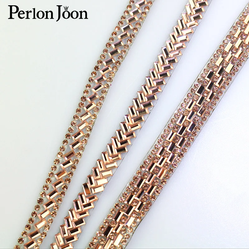 1 ярд стеклянные кристаллы Шампань Стразы Лента отделка горячей фиксации ленты