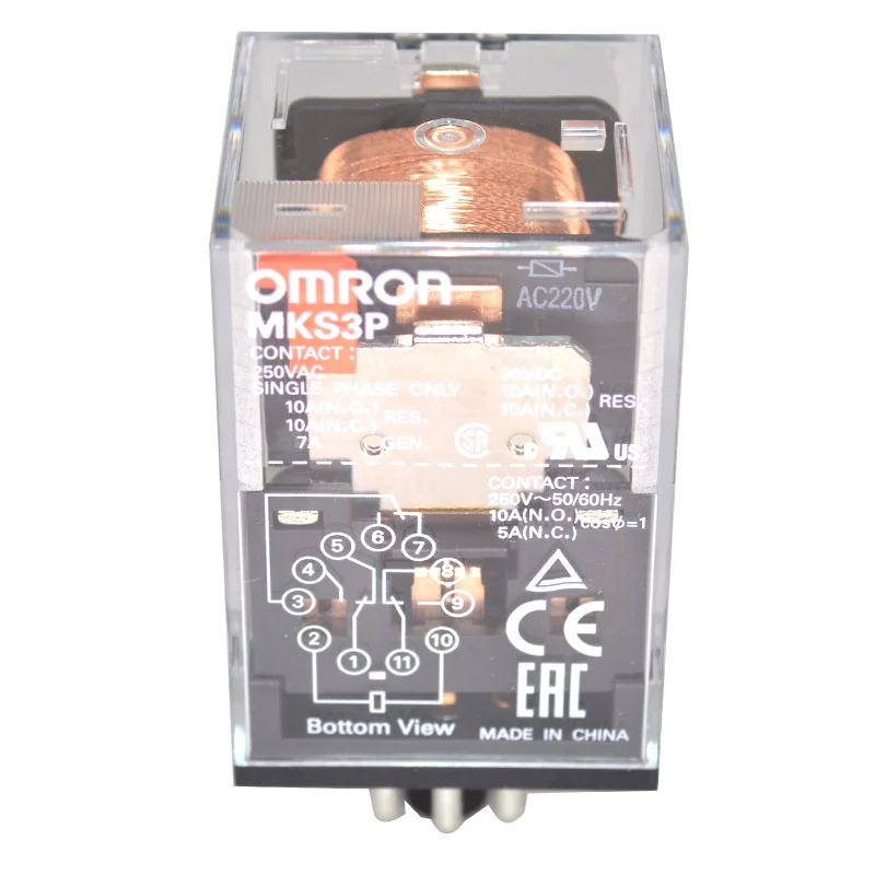 1PCS/lot 100%New Relay MKS3P Power relay 11PIN DC24V AC110 AC220V Three on three off | Integrated Circuits