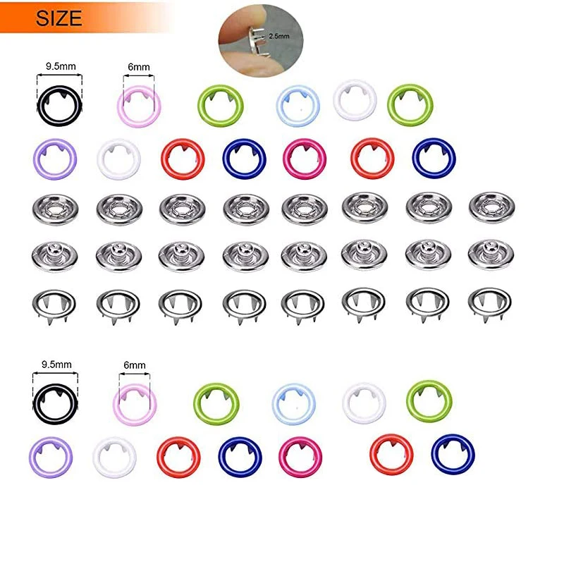 200 комплектов металлических кнопок для одежды 10 цветов 9 5 мм|Хранилище шитья и