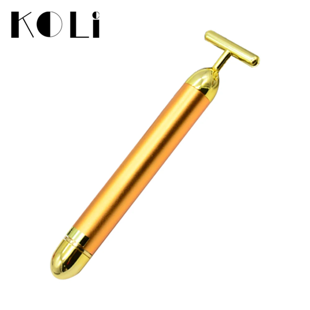 KOLI 24k Золотая Вибрация подтягивание лица красота бар Пульс подтягивающая для лица роликовый массажер подтяжка кожи палочка, разглаживающая морщины