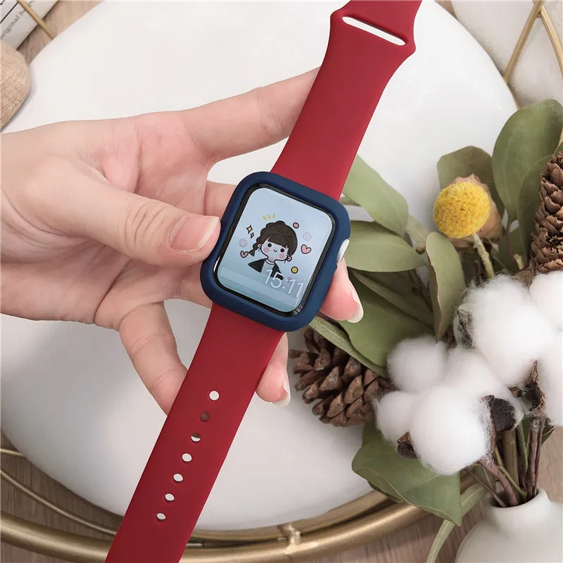 Стекло и крышка для Apple Watch чехол 44 мм 40 iWatch 42 38 аксессуары бампер Защита экрана iwatch