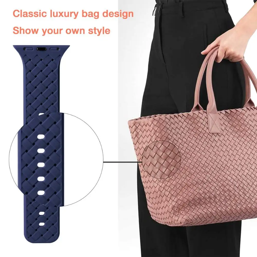 Silicone Strap for Apple Watch 4 Band 44mm 40mm iWatch 42mm 38mm Woven Pattern Bracelet Watchband 5 3 2 1 | Наручные часы