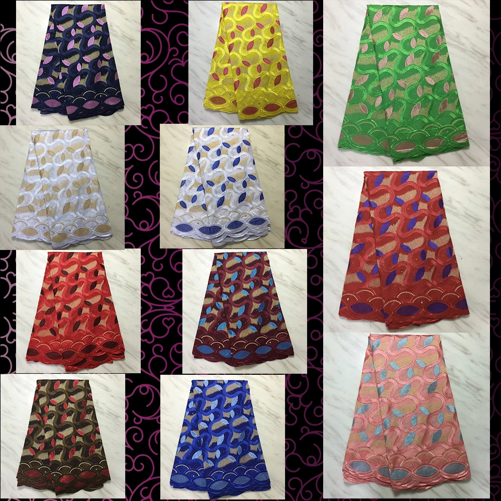 

Удобная хлопковая вышивка стразы, украшение, импрессионизм, парчовый текстиль, нигерийская ткань шириной 130 см 1612F4