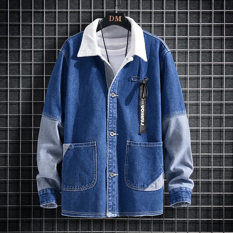 

Men's spring jacket harajuku Outerwear Windbreaker baseball varsity Denim jackets Coat clothing