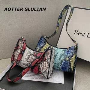 fashion luxury brand snakeskin pattern bag new women shoulder bags retro armpit pouch trendy zipper handbags exquisite back pack free global shipping