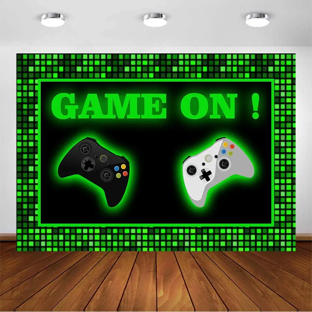 Video Game on Backdrop for Kids Gaming Boy Video Game Birthday Party Photoshoot Photography Background Game Room Photo Booth
