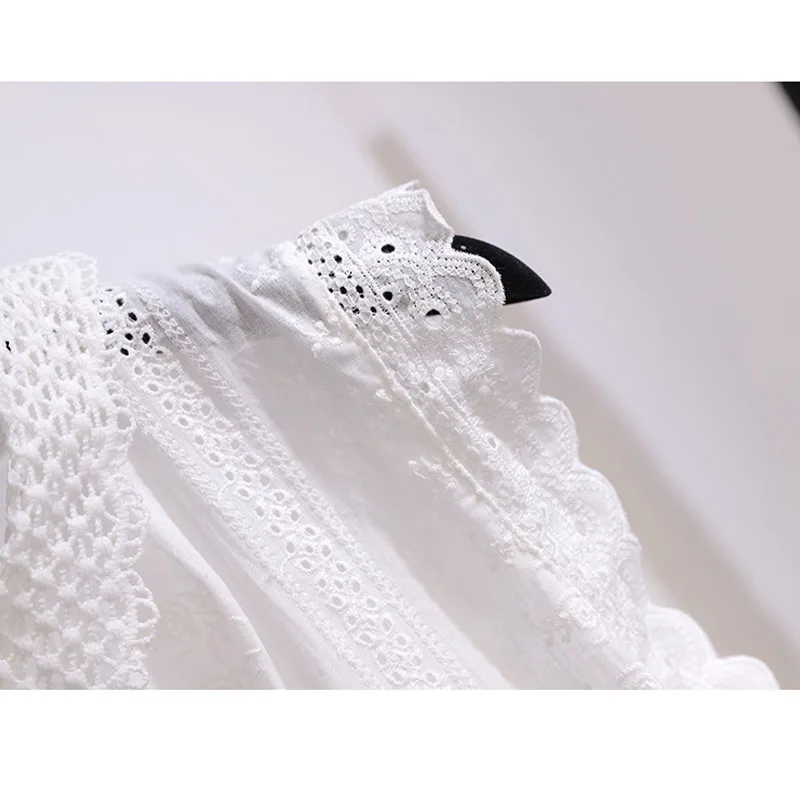 

Shirt Summer New Doll Collar Versatile Korean Style Top Lace Shirt Women Sleeveless Ruffled Women Tops and Blouse 14661