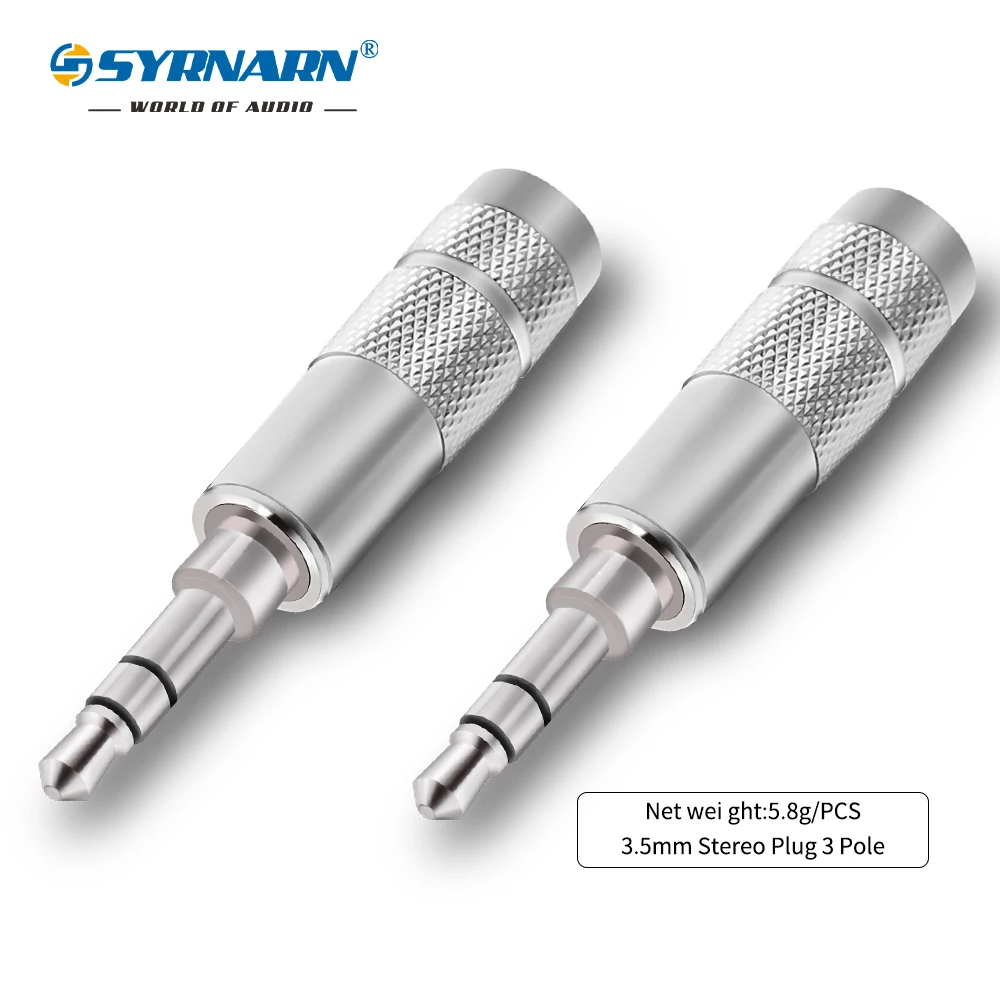 

SYRNARN Rhodium Plated 3.5mm 3 Pole Stereo Earphone Plug Carbon Fiber HiFi Headset Line upgrade Audio DIY Jack Solder Connector