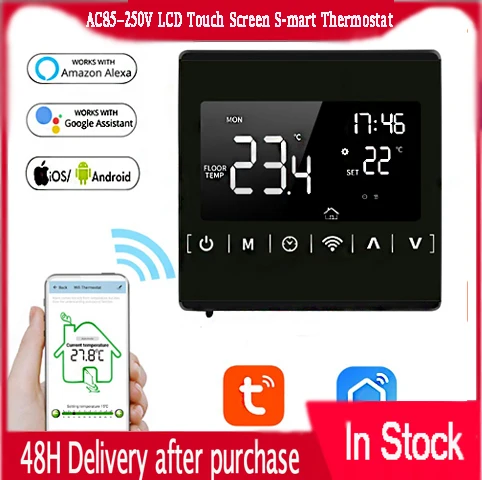

AC85-250V LCD сенсорный экран S-mart термостат Электрический нагревательный термостат S-mart температурный контроллер для дома с WIFI