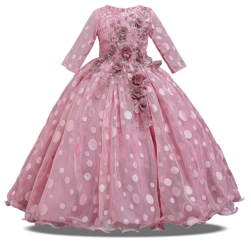 

Summer Dress Long Sleeve Pageant Kids Dresses For Girls Flower Girl Princess Children Party And Wedding Dress Elegant 10 12 Year