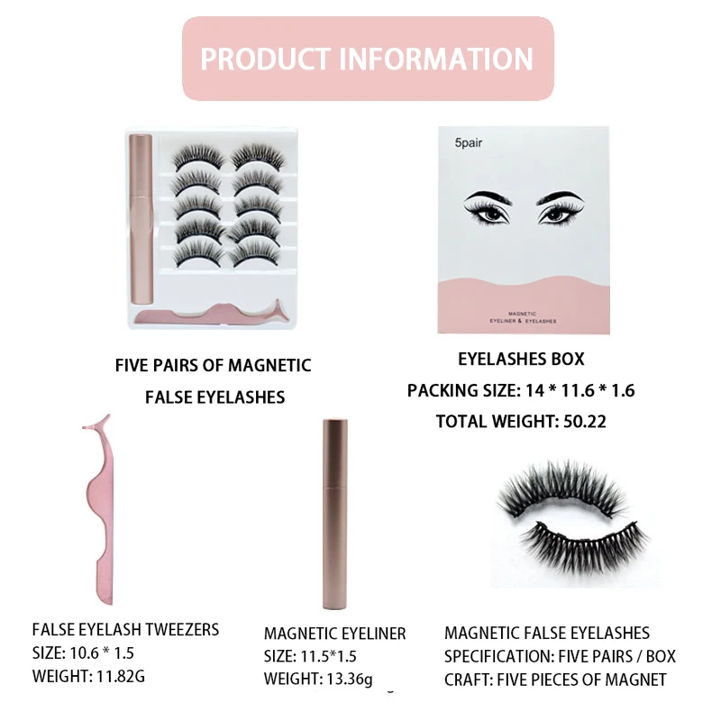 5 пар магнитных ресниц &amp жидкая подводка для глаз Пинцет Набор без клея