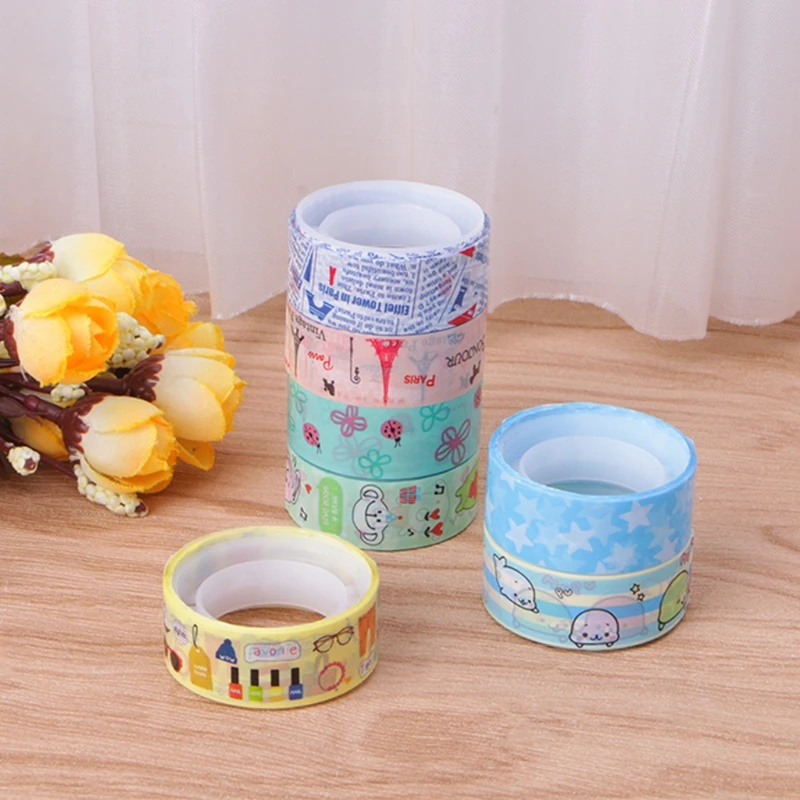 

2021 New 10 Kawaii 4M Tapes Mix Designs Cartoon Adhesive Tape Set for Scrapbooking/Craft