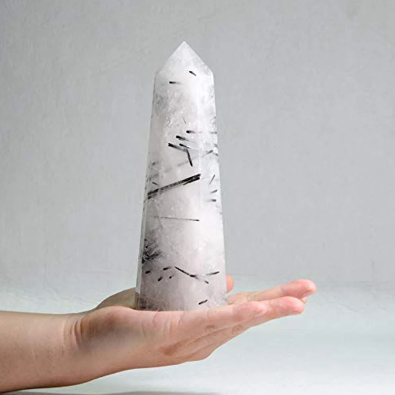 Лучшая натуральная редкая черная турмалиновая Хрустальная колонна ic Wand Point рейки