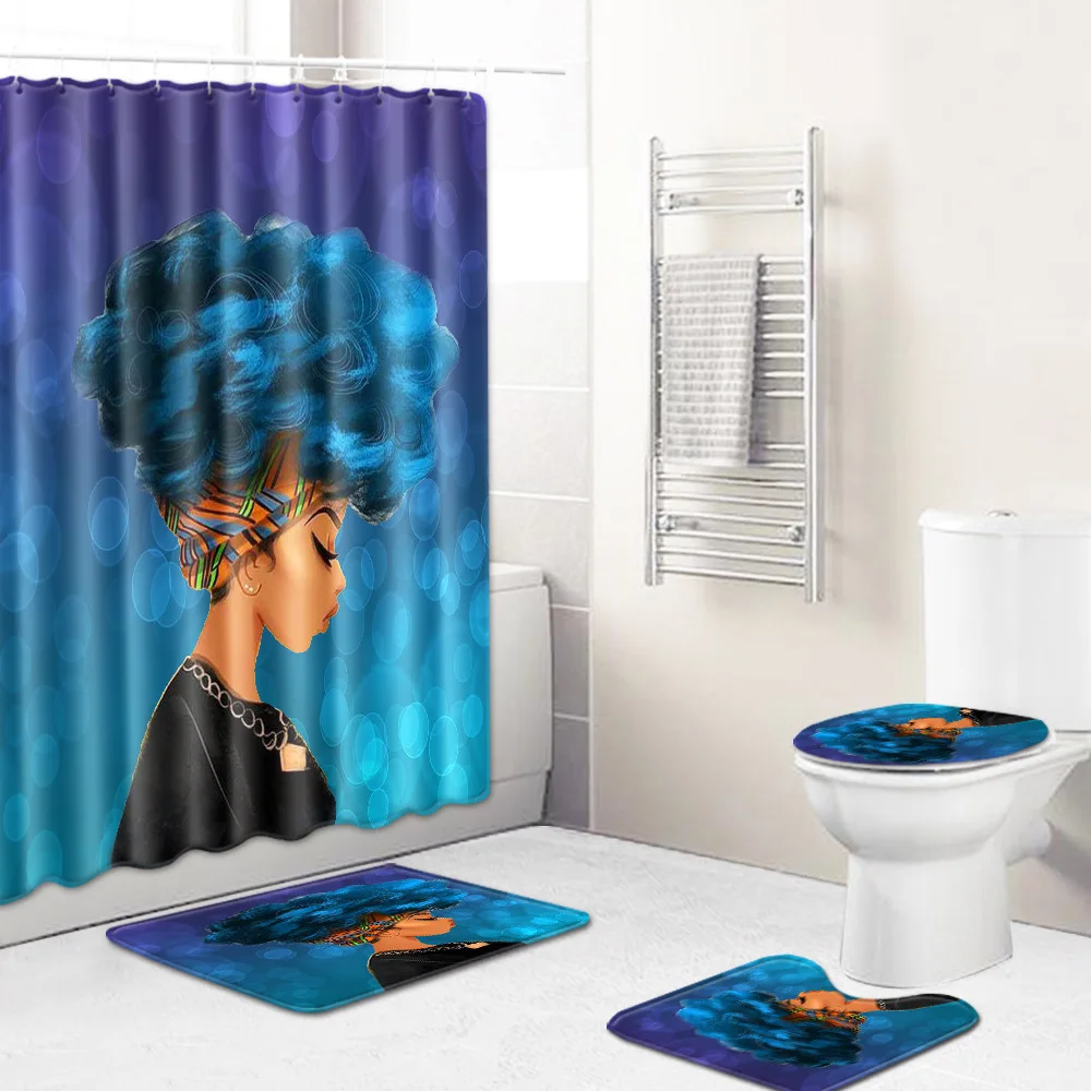 Африканская женщина Zeegle 4 шт. занавеска для душа в ванную комнату с ковриком набор