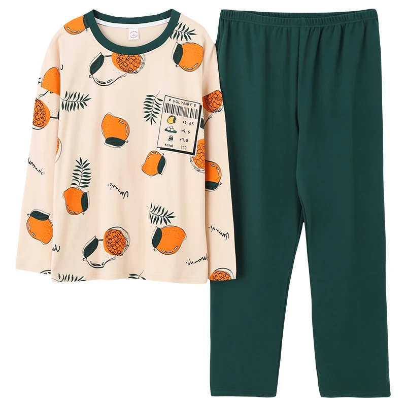 

Autumn Long sleeve M-5XL Women Pajama Set Cotton Sleepwear Pajamas Long-sleeve Plus Size Pyjamas Casual Sleepwear