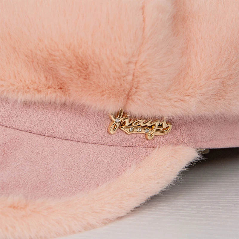 Кепка из искусственного кроличьего меха Корейская восьмиугольная бейсболка