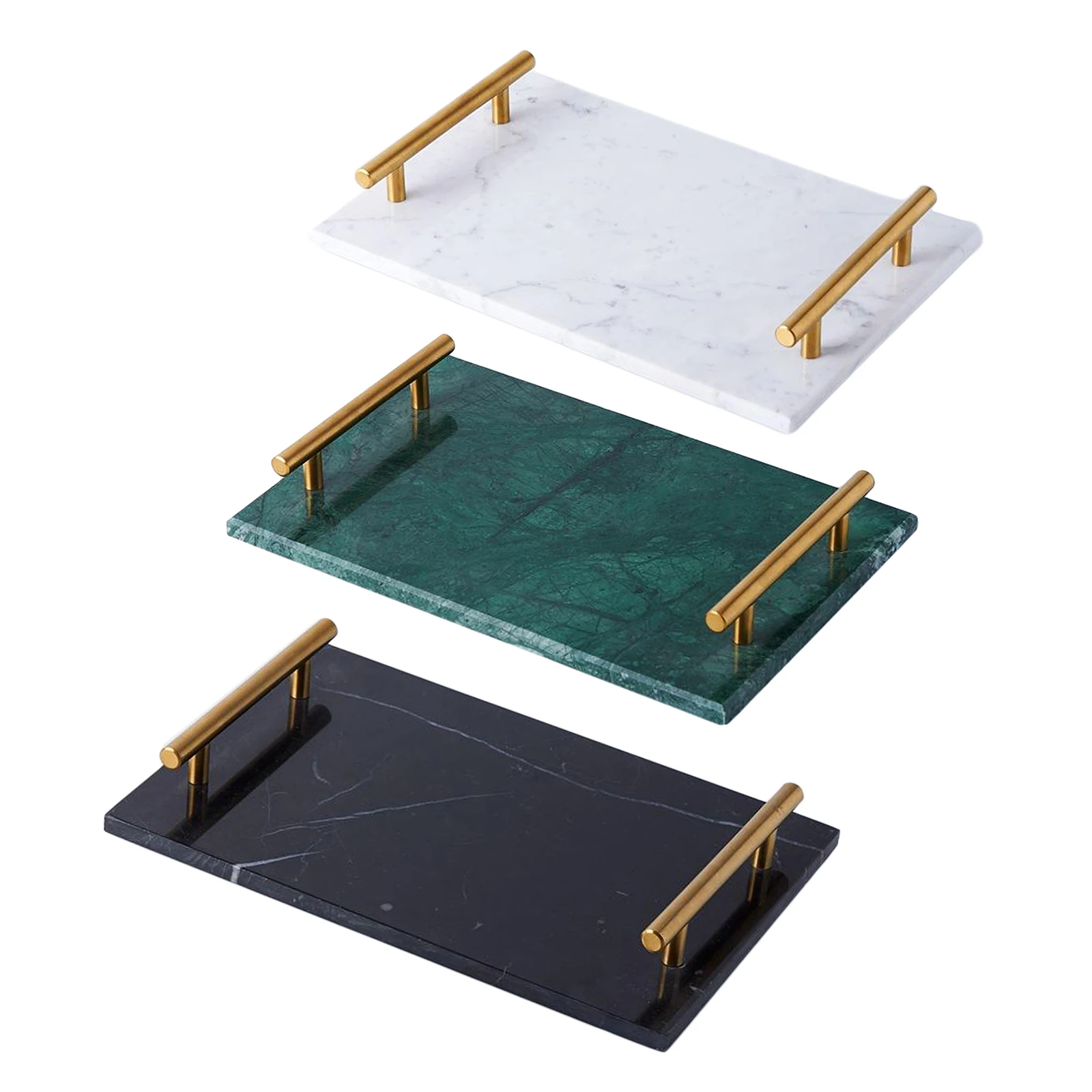 

Nordic Style Gold-Plated Handle Ceramic Marble Tray Storage Tray Cake Dessert Plate Sushi Plate Jewelry Display Tray Decorative