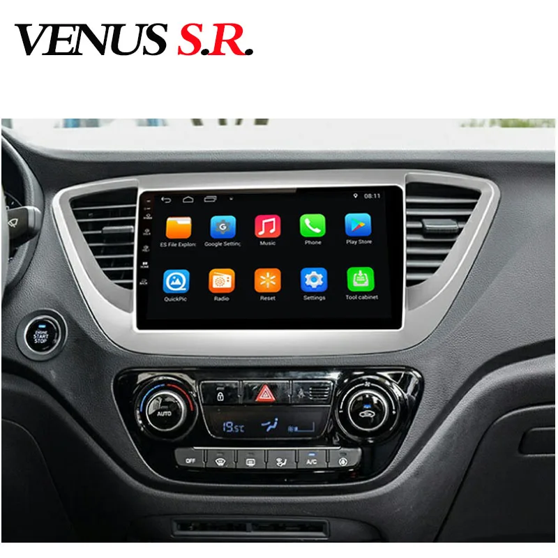 VenusSR Android 8.1 2.5D car dvd for Hyundai Verna Solaris Radio 2010-2017 multimedia headunit GPS stereo gps navigation | Автомобили и