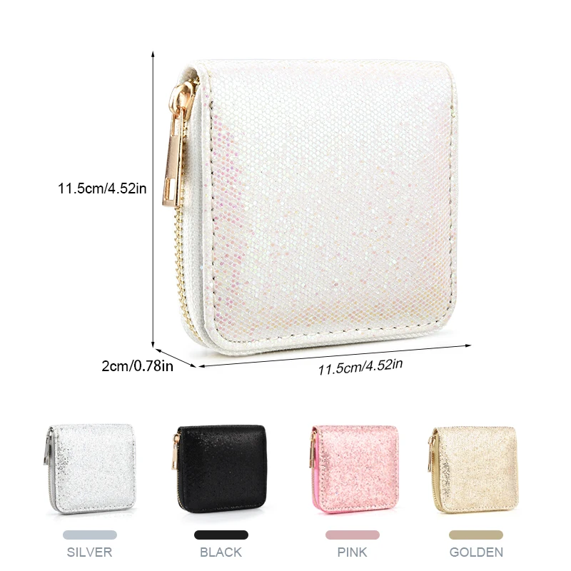 

New Women's Short Wallet Glitter Zipper Clutch Coin Purse Female Mini Money Bag Ladies Party Card Holder Key Pouch Girls Gift