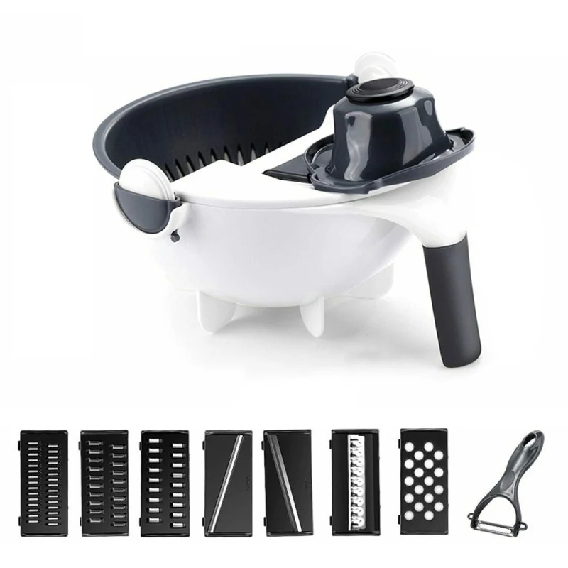 2 in 1 Vegetable Cutter Grater Fruits Washing Drainer Basket Food Grade PP Potato Slicers Peelers Kitchen Gadgets Accessories - Цвет: as shown