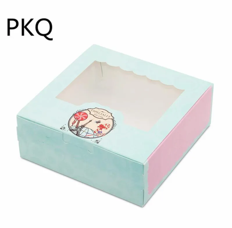 10 шт крафт коробка для торта с пластиковым отверстием ремесло выпечки бумажная