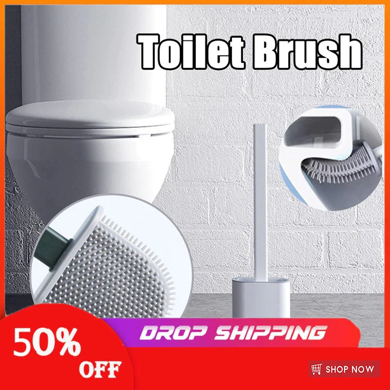 Силиконовая щетка для унитаза с основанием резиновая головка держатель