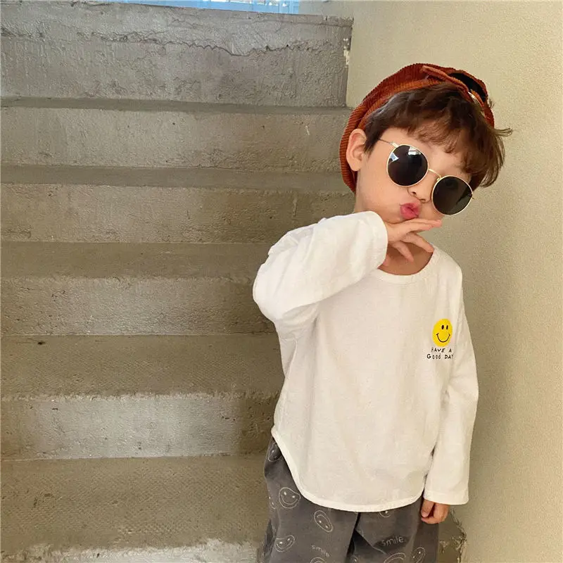 

Men's and women's children's spring and autumn bottoming shirt children's new loose round neck long-sleeved T-shirt P4253