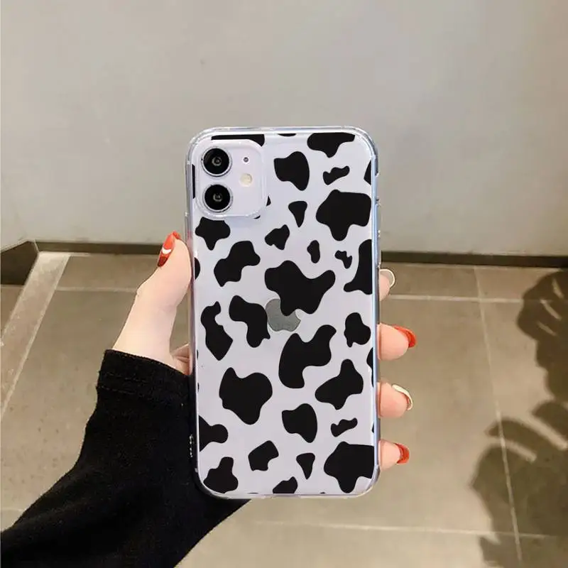 

Cow print animal Phone Case Transparent for iPhone 6 7 8 11 12 s mini pro X XS XR MAX Plus