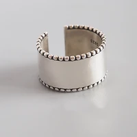 luxury korean designer big thumb chunky wave antique adjustable silver color ring for women men jewelry